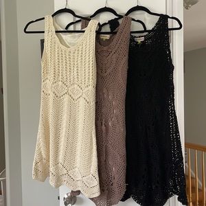 Box of 3 Vintage Taupe crochet dresses